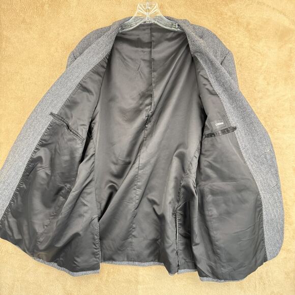 Claiborne Wool Blazer Mens 46 Gray Herringbone Tweed Sport Coat Business‎ Casual - Picture 3 of 13